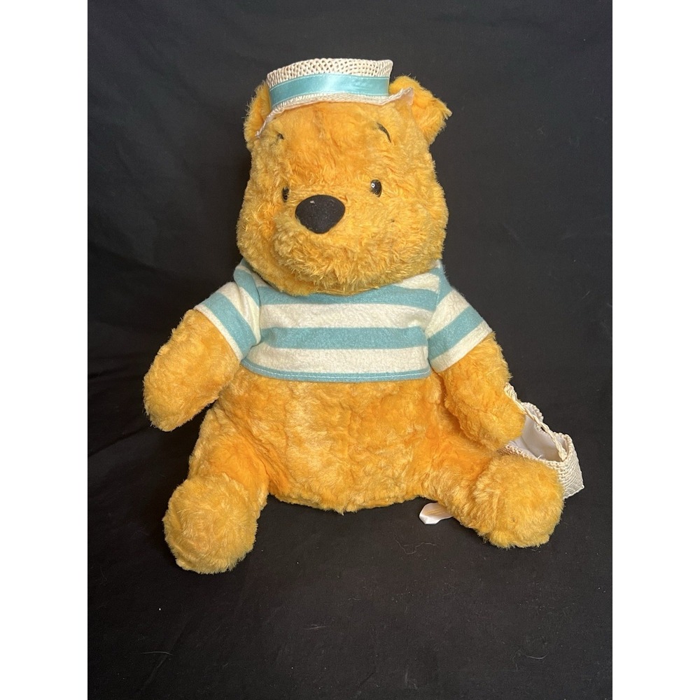 Winnie the Pooh Tokyo Disney Plushie Stuffed Animal With Hat & Basket Pre-owned